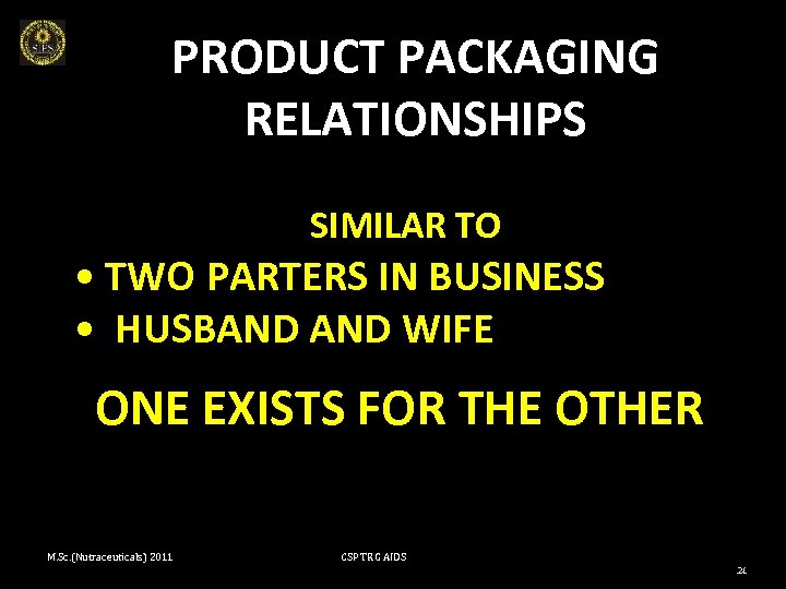 PRODUCT PACKAGING RELATIONSHIPS SIMILAR TO • TWO PARTERS IN BUSINESS • HUSBAND WIFE ONE