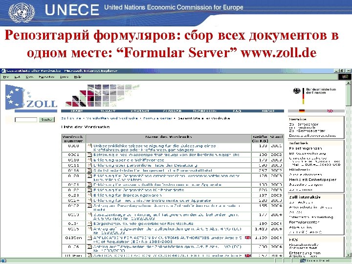 Репозитарий формуляров: сбор всех документов в одном месте: “Formular Server” www. zoll. de 