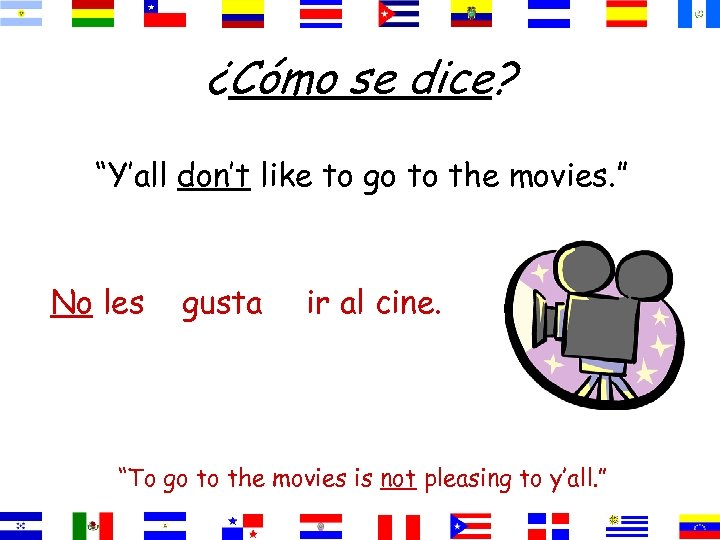 ¿Cómo se dice? “Y’all don’t like to go to the movies. ” No les