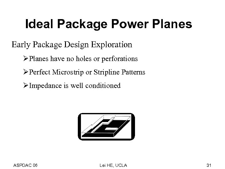 Ideal Package Power Planes Early Package Design Exploration ØPlanes have no holes or perforations