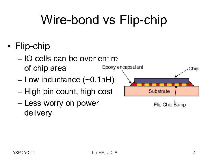 Wire-bond vs Flip-chip • Flip-chip – IO cells can be over entire of chip