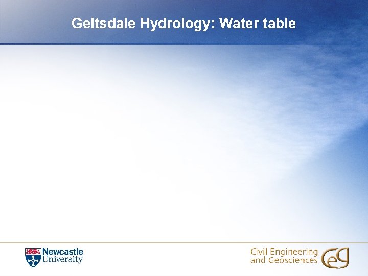 Geltsdale Hydrology: Water table 