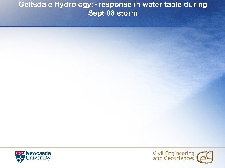 Geltsdale Hydrology: - response in water table during Sept 08 storm 