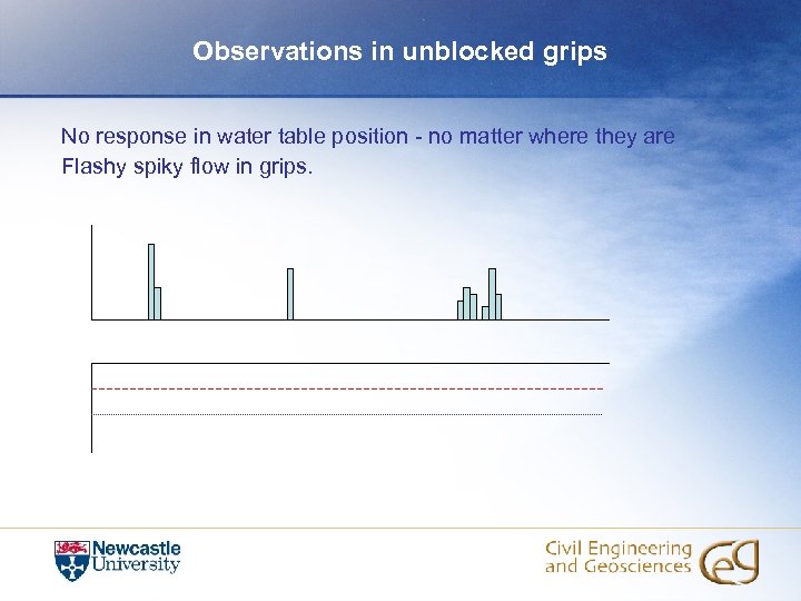Observations in unblocked grips No response in water table position - no matter where