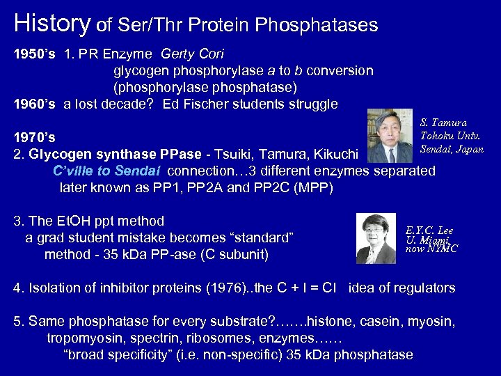 History of Ser/Thr Protein Phosphatases 1950’s 1. PR Enzyme Gerty Cori glycogen phosphorylase a