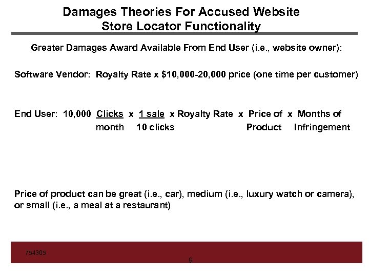 Damages Theories For Accused Website Store Locator Functionality Greater Damages Award Available From End