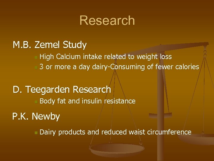 Research M. B. Zemel Study High Calcium intake related to weight loss n 3