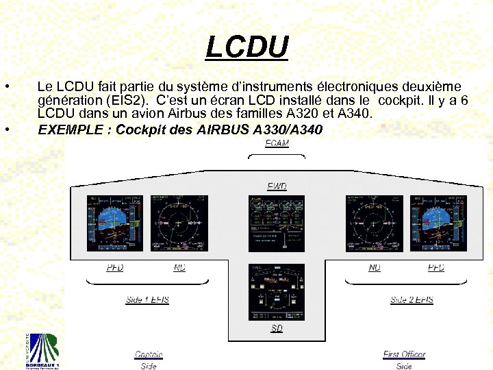 LCDU • • Le LCDU fait partie du système d’instruments électroniques deuxième génération (EIS