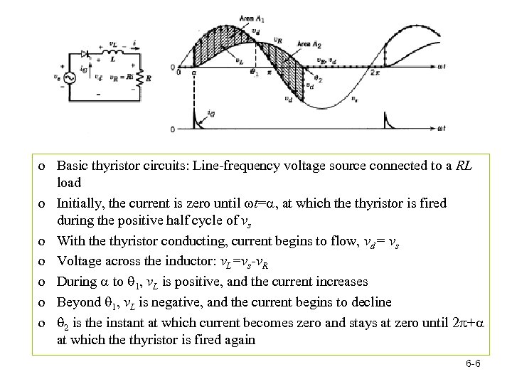 o Basic thyristor circuits: Line-frequency voltage source connected to a RL load o Initially,