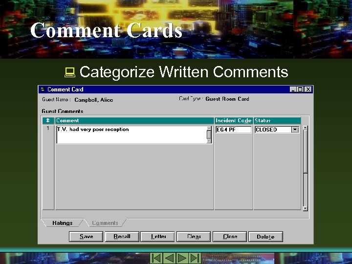 Comment Cards : Categorize Written Comments 