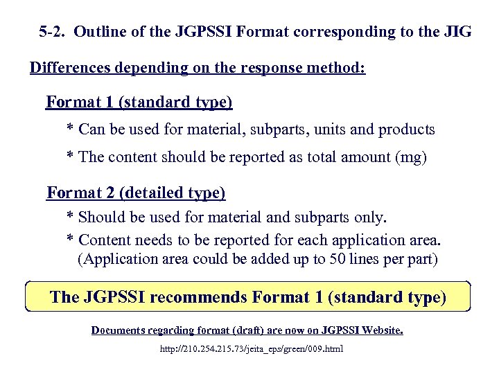 5 -2. Outline of the JGPSSI Format corresponding to the JIG Differences depending on