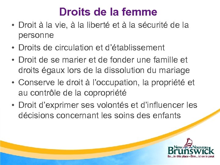 Droits de la femme • Droit à la vie, à la liberté et à