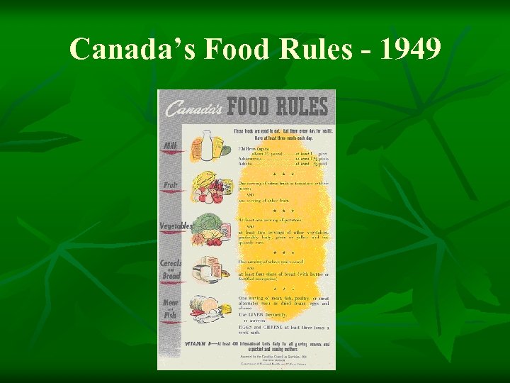 Canada’s Food Rules - 1949 