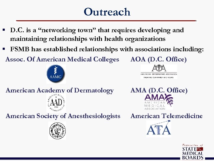 Outreach § D. C. is a “networking town” that requires developing and maintaining relationships