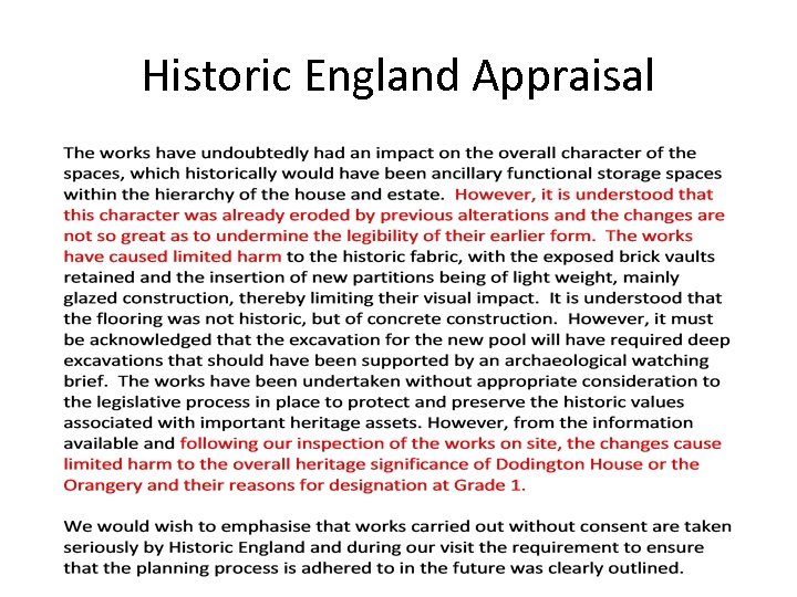 Historic England Appraisal 