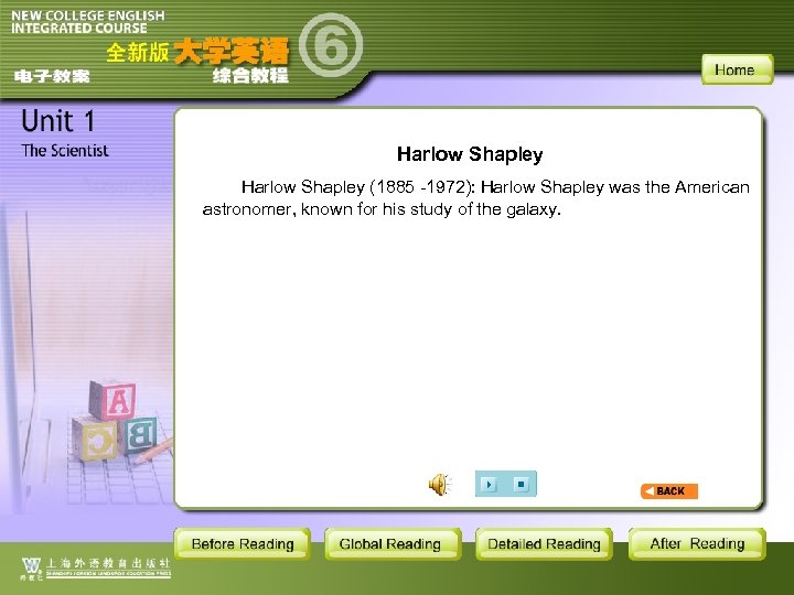 Harlow Shapley (1885 -1972): Harlow Shapley was the American astronomer, known for his study