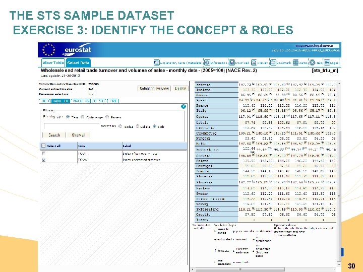 THE STS SAMPLE DATASET EXERCISE 3: IDENTIFY THE CONCEPT & ROLES 30 