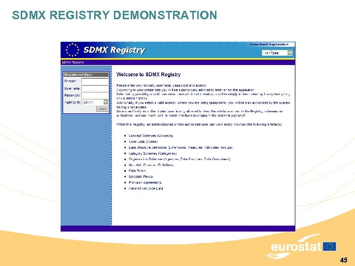 SDMX REGISTRY DEMONSTRATION 45 