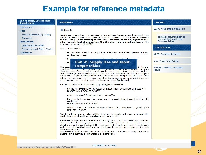 Example for reference metadata 64 
