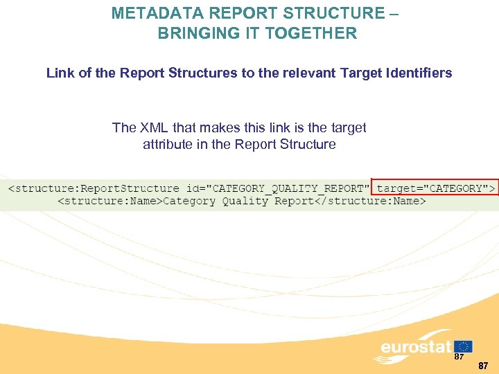 METADATA REPORT STRUCTURE – BRINGING IT TOGETHER Link of the Report Structures to the