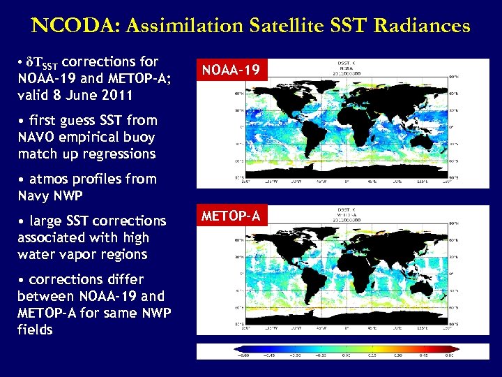 NCODA: Assimilation Satellite SST Radiances • δTSST corrections for NOAA-19 and METOP-A; valid 8