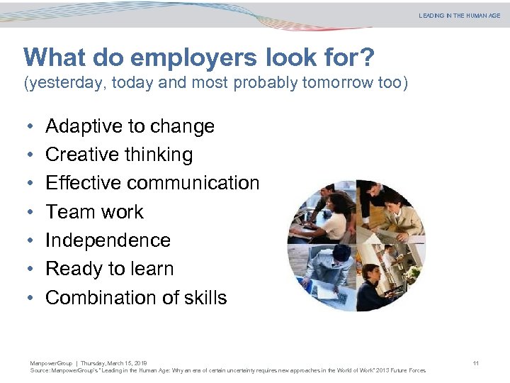 LEADING IN THE HUMAN AGE What do employers look for? (yesterday, today and most