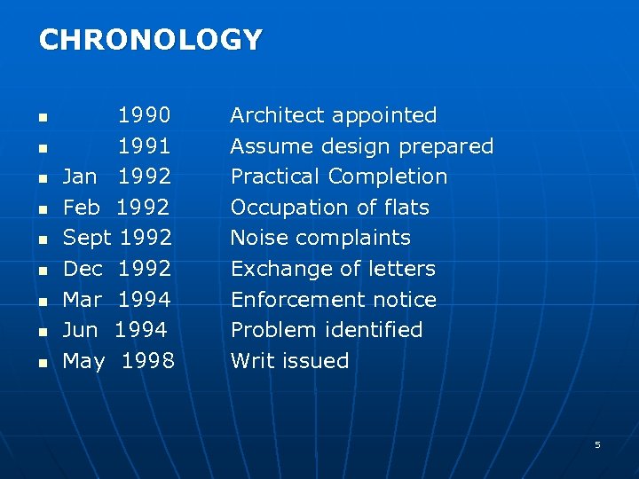CHRONOLOGY n n n n n 1990 1991 Jan 1992 Feb 1992 Sept 1992