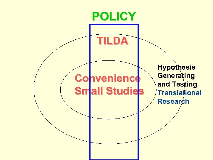 POLICY TILDA Convenience Small Studies Hypothesis Generating and Testing Translational Research 