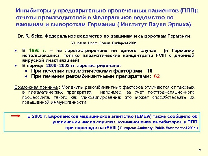 Ингибиторы у предварительно пролеченных пациентов (ППП): отчеты производителей в Федеральное ведомство по вакцинам и