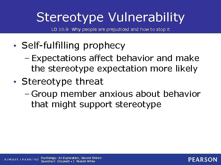 Stereotype Vulnerability LO 10. 9 Why people are prejudiced and how to stop it