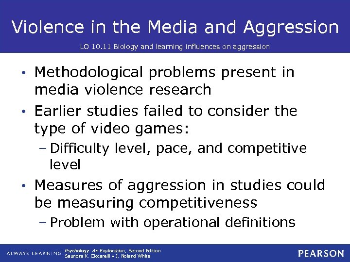 Violence in the Media and Aggression LO 10. 11 Biology and learning influences on