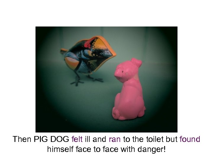 Then PIG DOG felt ill and ran to the toilet but found himself face