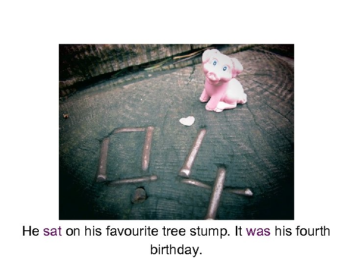 He sat on his favourite tree stump. It was his fourth birthday. 