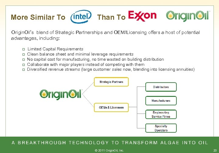 More Similar To Than To Origin. Oil’s blend of Strategic Partnerships and OEM/Licensing offers