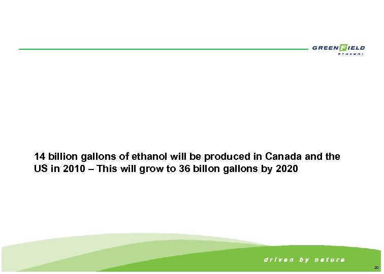 14 billion gallons of ethanol will be produced in Canada and the US in