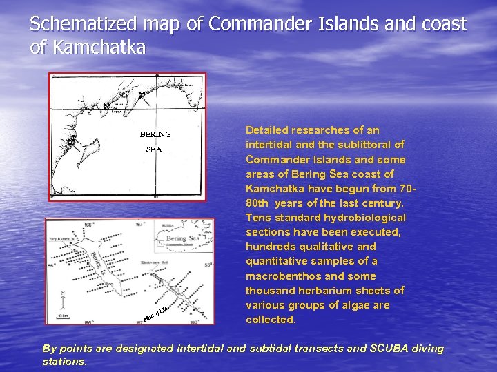 Schematized map of Commander Islands and coast of Kamchatka BERING SEA s. i. I