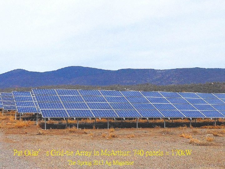 Pat Oilar’s Grid-tie Array in Mc. Arthur: 740 panels = 170 k. W The