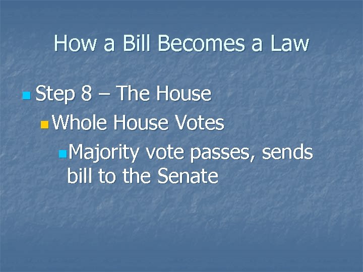 How a Bill Becomes a Law n Step 8 – The House n Whole