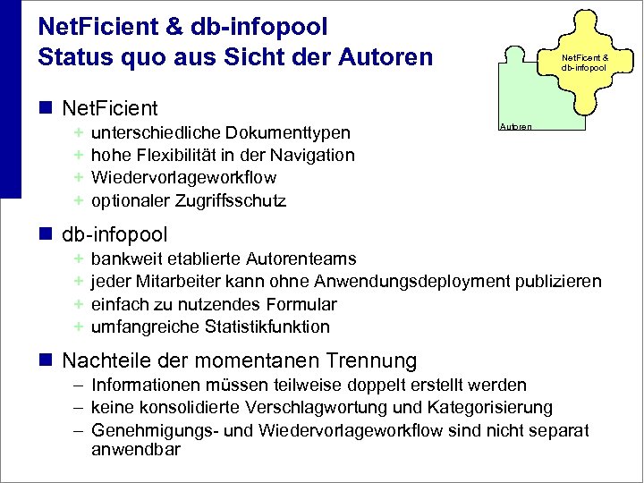 Net. Ficient & db-infopool Status quo aus Sicht der Autoren Net. Ficent & db-infopool