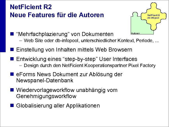 Net. Ficient R 2 Neue Features für die Autoren n “Mehrfachplazierung” von Dokumenten Net.