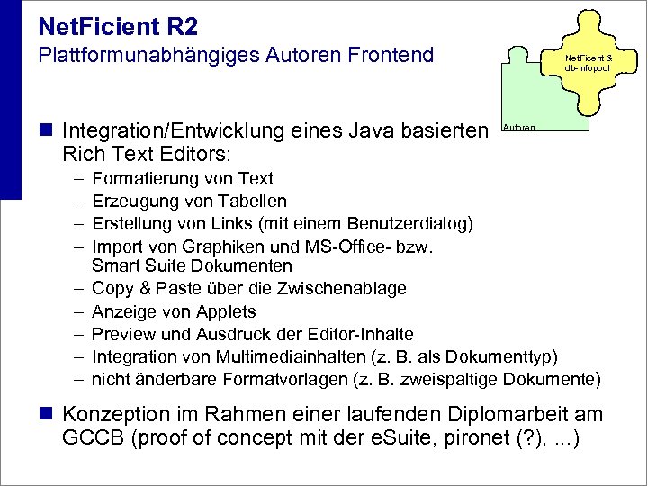 Net. Ficient R 2 Plattformunabhängiges Autoren Frontend n Integration/Entwicklung eines Java basierten Rich Text