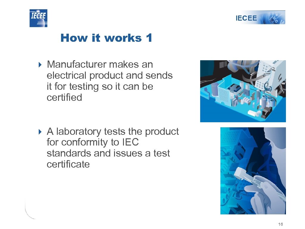 IECEE How it works 1 4 Manufacturer makes an electrical product and sends it