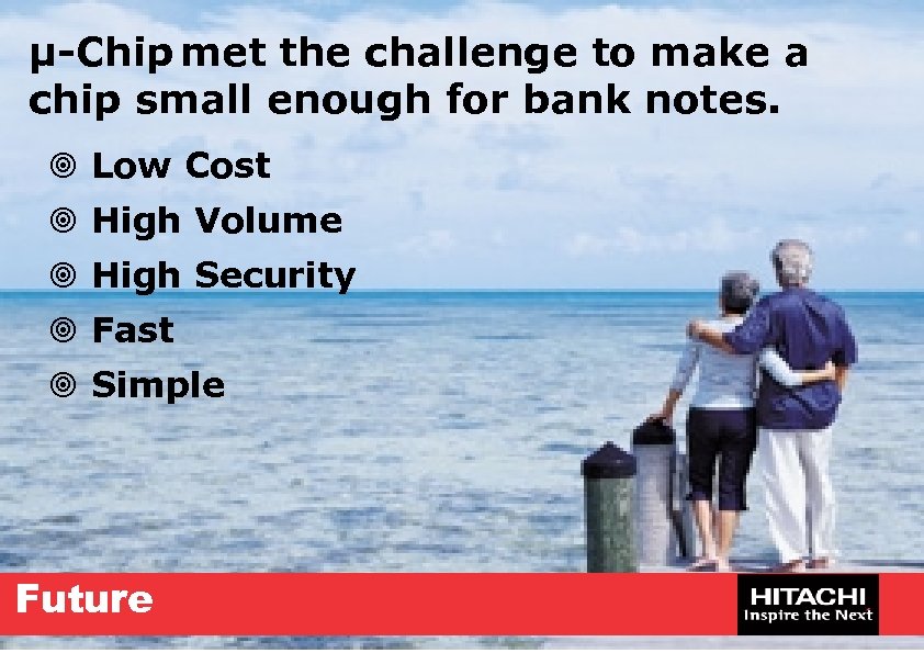 µ-Chip met the challenge to make a chip small enough for bank notes. ¥