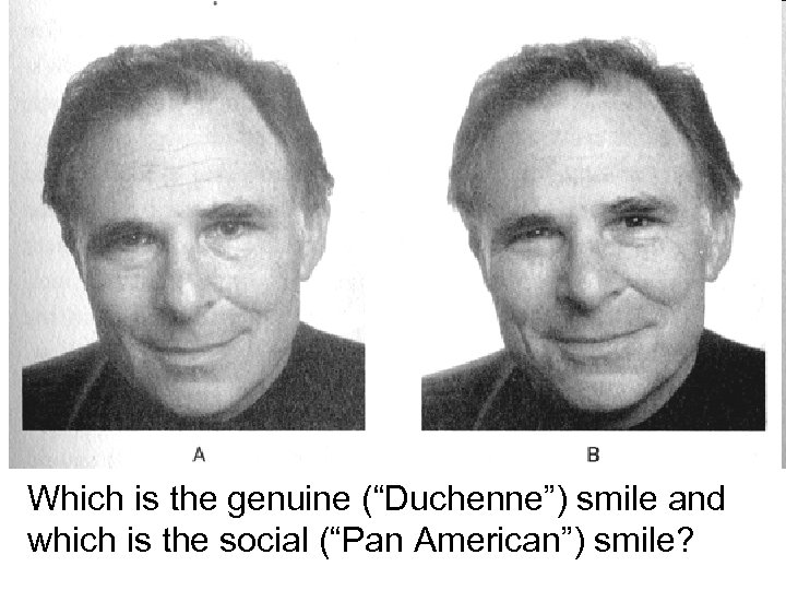 Which is the genuine (“Duchenne”) smile and which is the social (“Pan American”) smile?