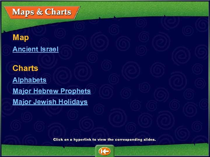 Map Ancient Israel Charts Alphabets Major Hebrew Prophets Major Jewish Holidays Click on a