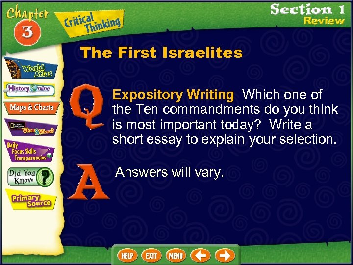 The First Israelites Expository Writing Which one of the Ten commandments do you think