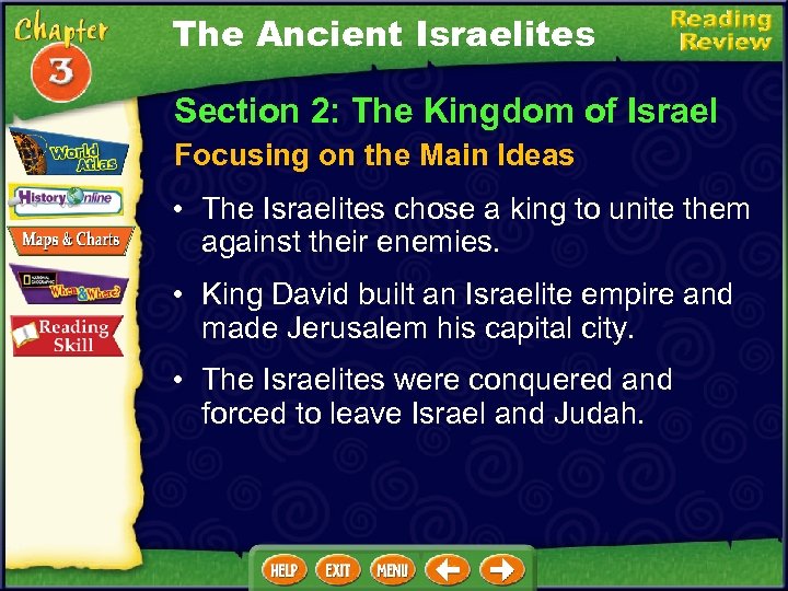 The Ancient Israelites Section 2: The Kingdom of Israel Focusing on the Main Ideas