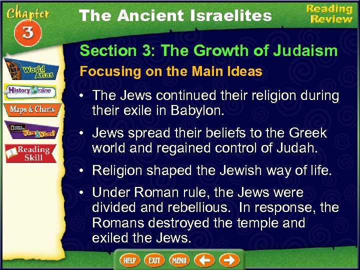The Ancient Israelites Section 3: The Growth of Judaism Focusing on the Main Ideas