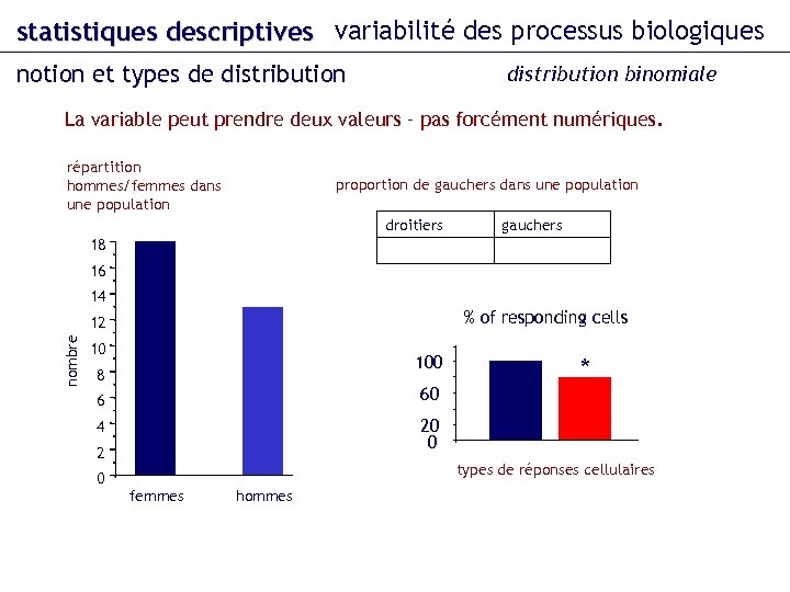 statistiques descriptives variabilité des processus biologiques notion et types de distribution binomiale La variable