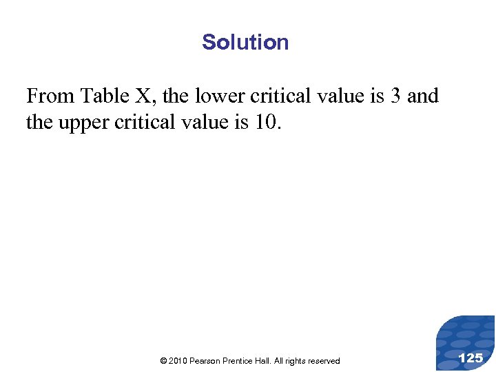Solution From Table X, the lower critical value is 3 and the upper critical